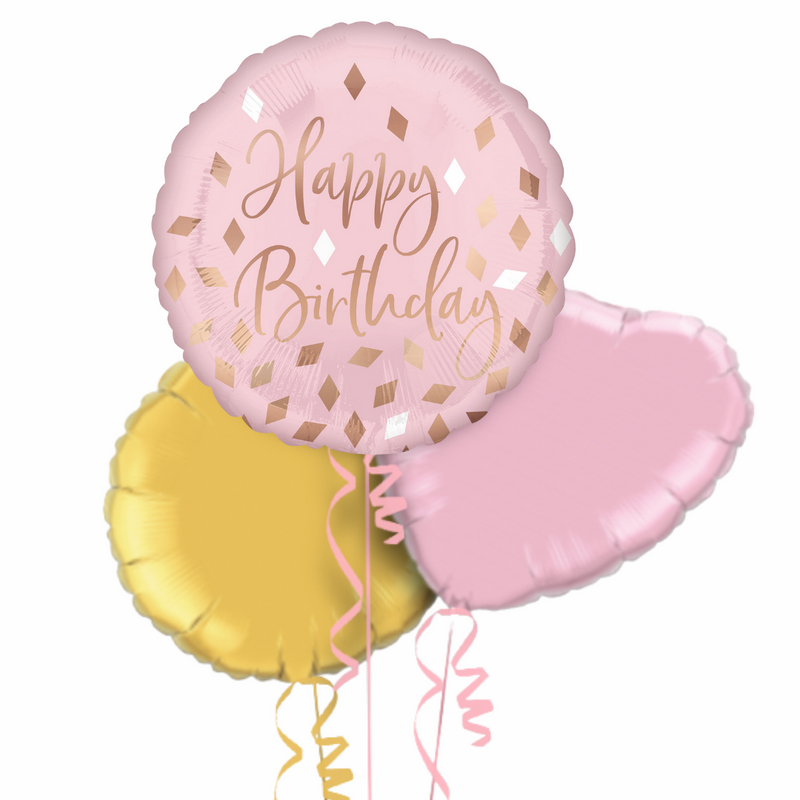 Blush Happy Birthday Balloon Bouquet