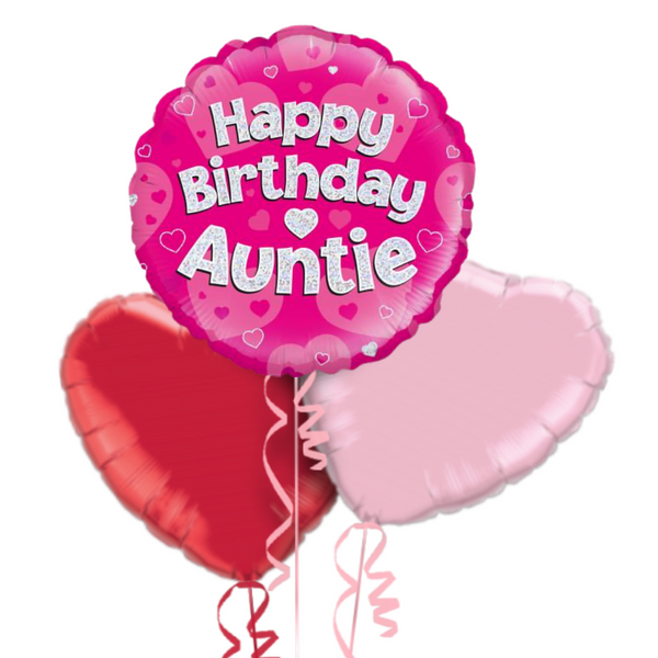 Happy Birthday Auntie Pink Foil Balloon Bouquet