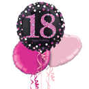 Happy 18th Birthday Pink and Black Holographic Balloon Bouquet