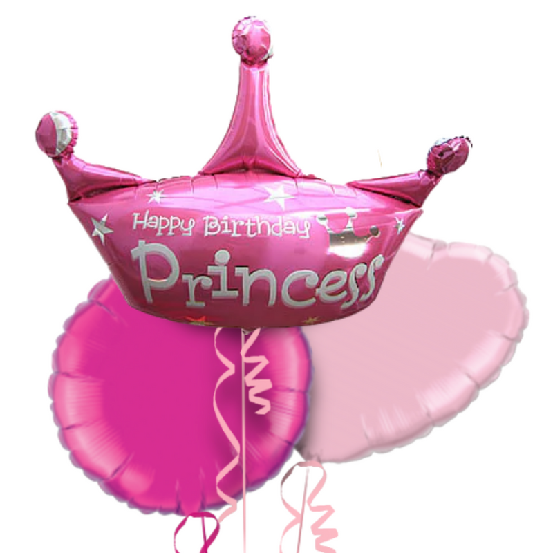 Happy Birthday Princess in Pink Foil Balloon Bouquet