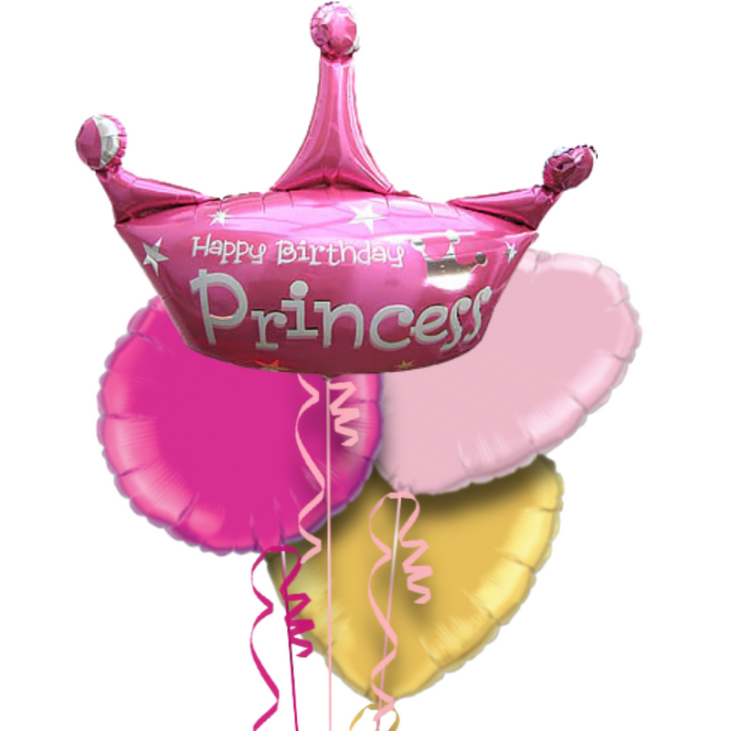 Happy Birthday Princess in Pink Foil Balloon Bouquet