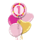 1st Birthday Teddy Bears Pink Balloon Bouquet