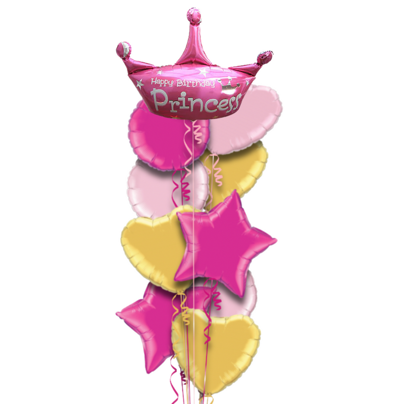 Happy Birthday Princess in Pink Foil Balloon Bouquet