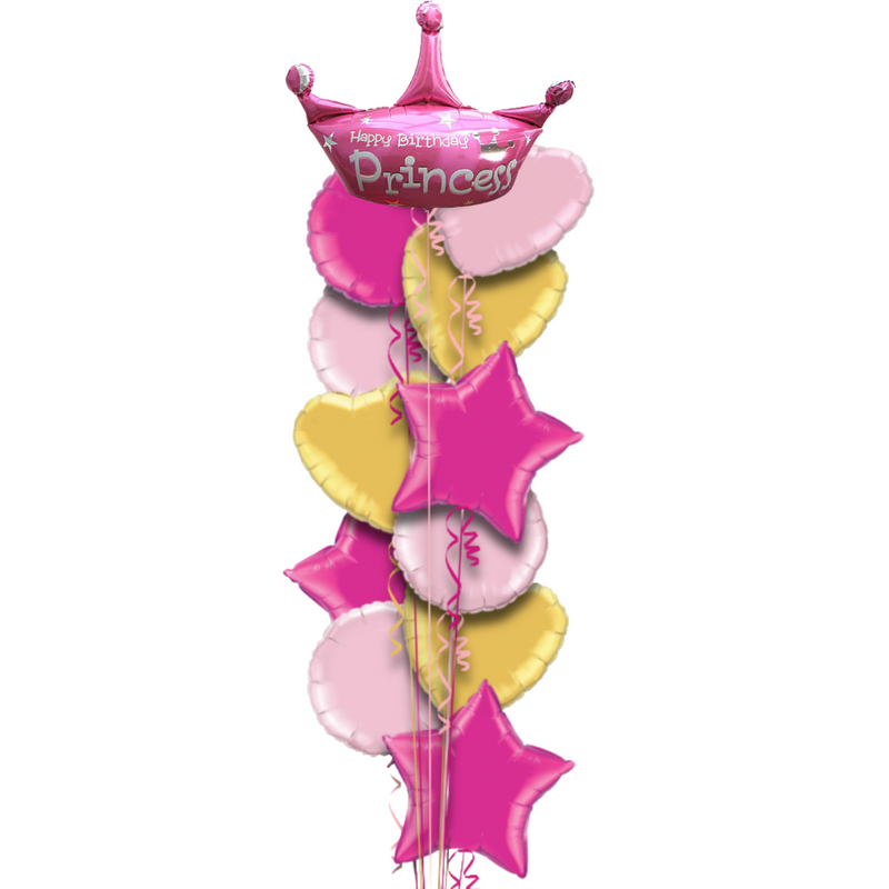 Happy Birthday Princess in Pink Foil Balloon Bouquet