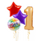 Happy Colours and Gold Birthday Set Foil Balloons (one number)