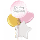 On Your Christening Pink Foil Balloon Bouquet