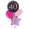 Happy 40th Birthday Pink and Black Holographic Balloon Bouquet