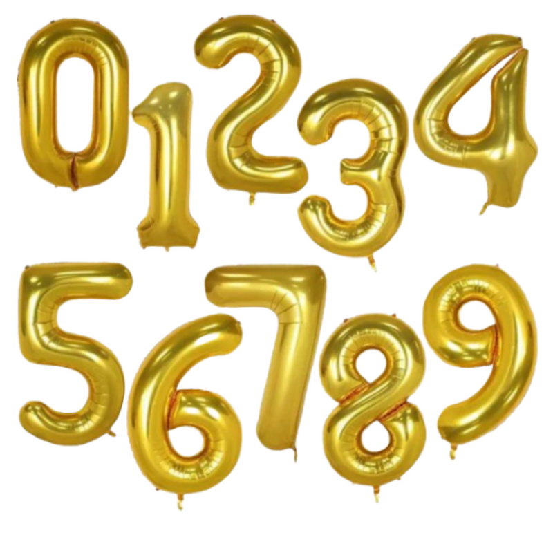 Large Gold Number Balloon