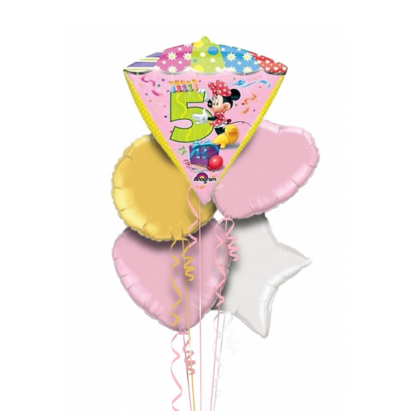 Happy 5th Birthday Minnie Mouse Balloon Bouquet