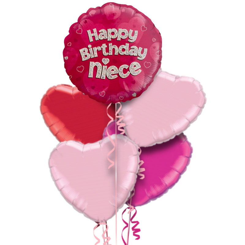 Happy Birthday Niece Pink Foil Balloon Bouquet