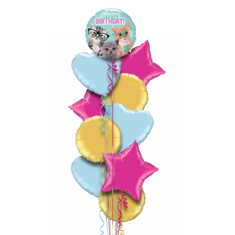 Funny Cat Happy Birthday Balloon Bouquet