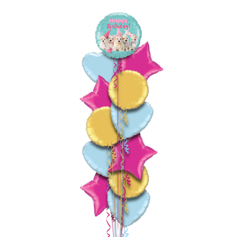 Funny Puppies Happy Birthday Balloon Bouquet