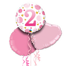 2nd Birthday Pink Dots Balloon Bouquet