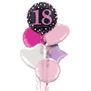 Happy 18th Birthday Pink and Black Holographic Balloon Bouquet