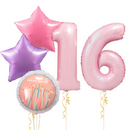 Pale Pink Cake Birthday Set Foil Balloons (two numbers)