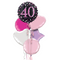 Happy 40th Birthday Pink and Black Holographic Balloon Bouquet