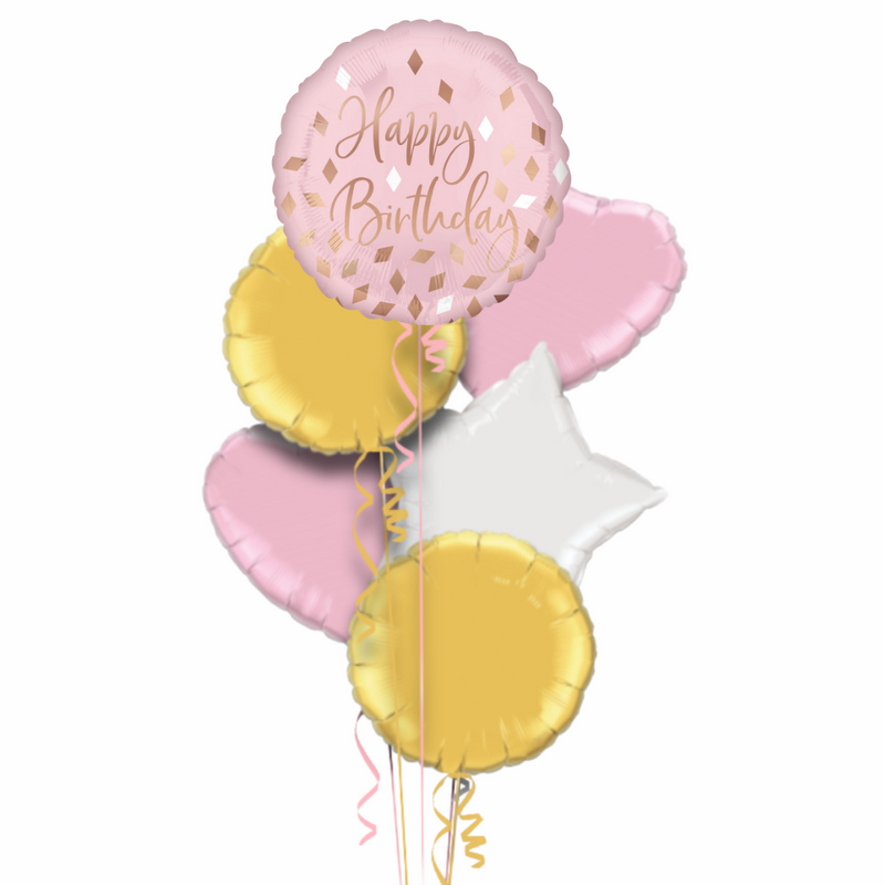 Blush Happy Birthday Balloon Bouquet