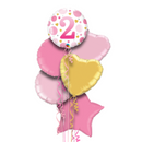 2nd Birthday Pink Dots Balloon Bouquet