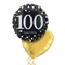 Happy 100th Birthday Black and Silver Holographic Balloon Bouquet