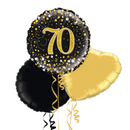 Happy 70th Birthday Black and Gold Balloon Bouquet