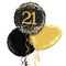 Happy 21st Birthday Black and Gold Balloon Bouquet