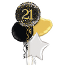 Happy 21st Birthday Black and Gold Balloon Bouquet