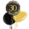 Happy 30th Birthday Black and Gold Holographic Balloon Bouquet