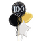 Happy 100th Birthday Black and Silver Holographic Balloon Bouquet