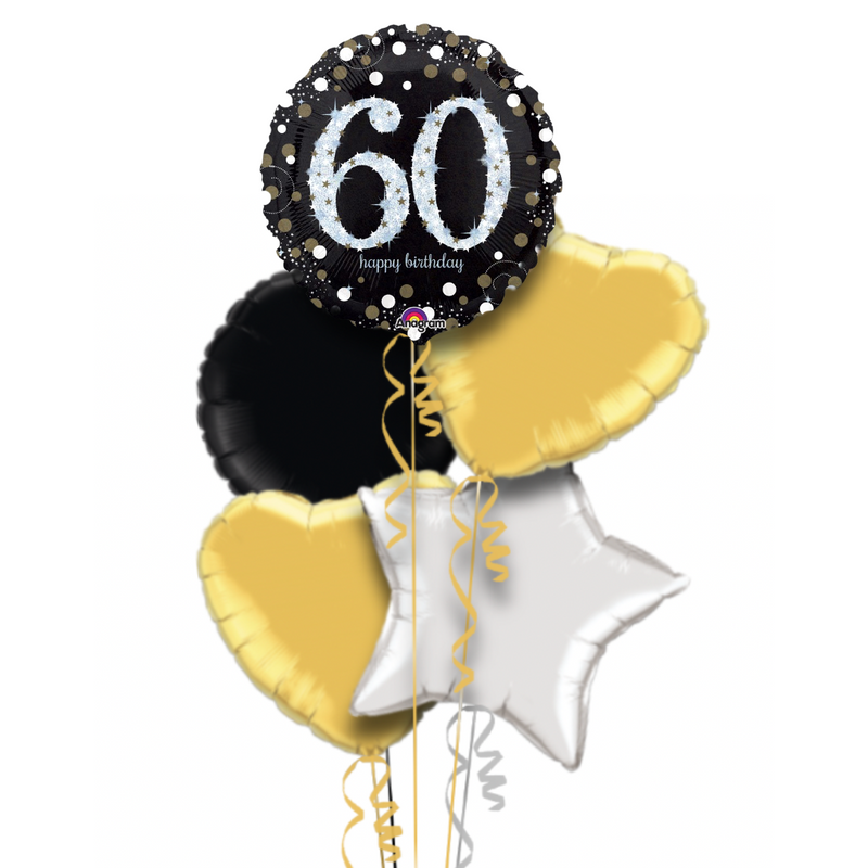 Happy 60th Birthday Holographic Balloon Bouquet – Balloon Town
