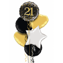 Happy 21st Birthday Black and Gold Balloon Bouquet