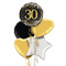 Happy 30th Birthday Black and Gold Holographic Balloon Bouquet