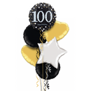 Happy 100th Birthday Black and Silver Holographic Balloon Bouquet