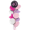 Happy 40th Birthday Pink and Black Holographic Balloon Bouquet