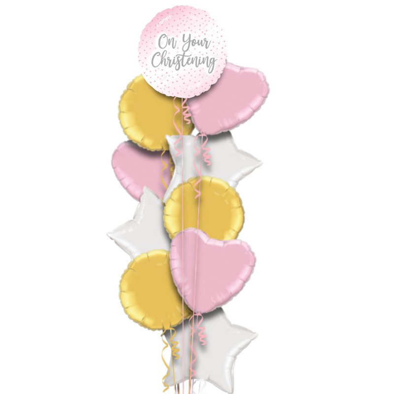 On Your Christening Pink Foil Balloon Bouquet