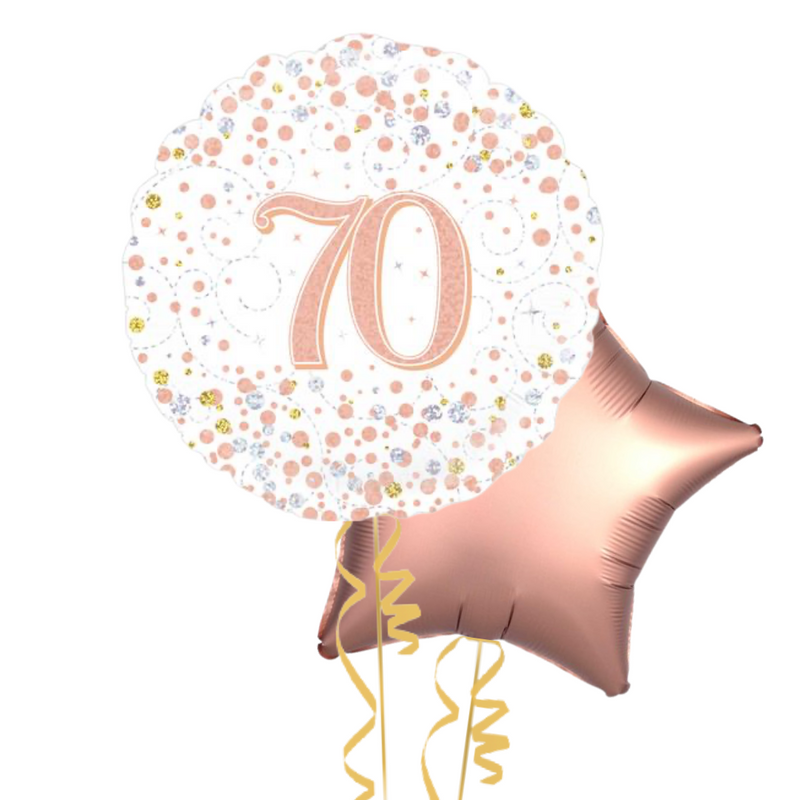 Happy 70th Birthday Rose Gold Balloon Bouquet