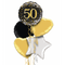 Happy 50th Birthday Black and Gold Holographic Balloon Bouquet