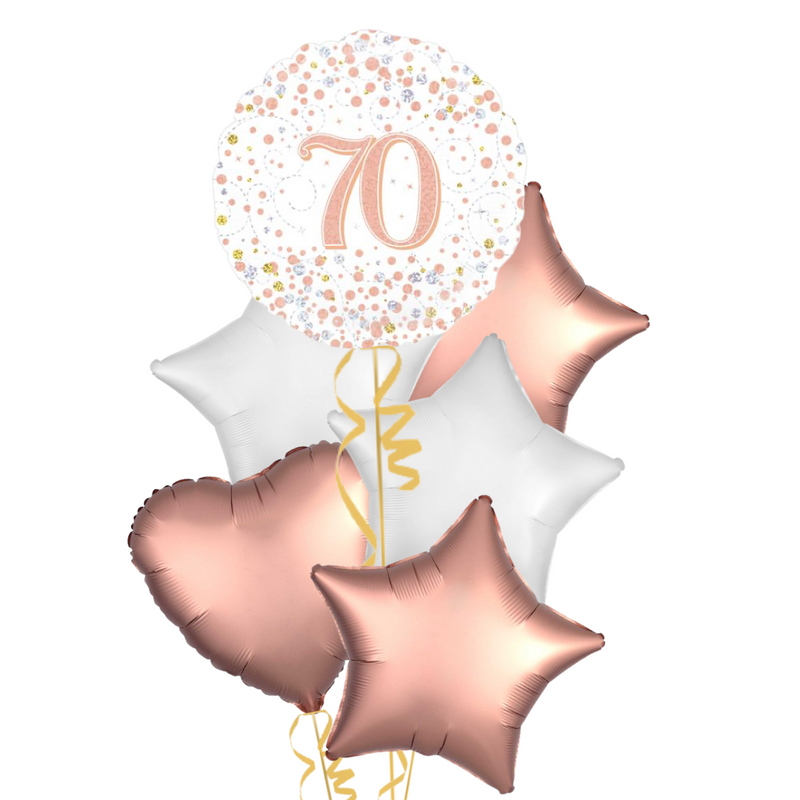 Happy 70th Birthday Rose Gold Balloon Bouquet