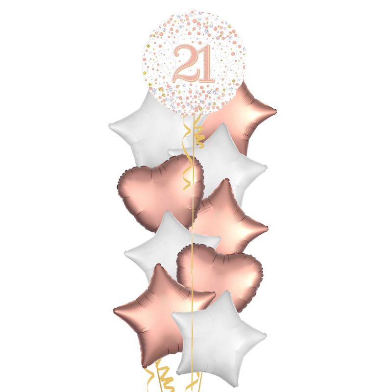 Happy 21st Birthday Rose Gold Balloon Bouquet