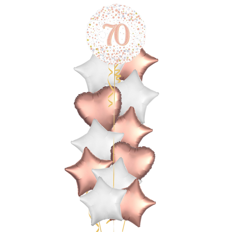 Happy 70th Birthday Rose Gold Balloon Bouquet