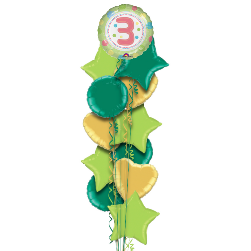 3rd Birthday Fairy Green Balloon Bouquet