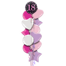 Happy 18th Birthday Pink and Black Holographic Balloon Bouquet