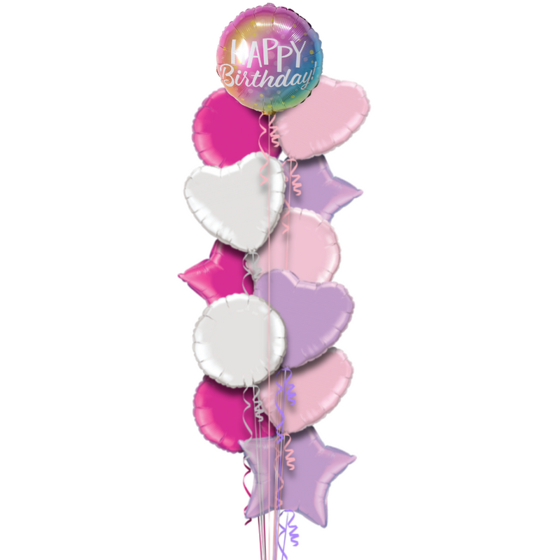 Gradient Happy Birthday Balloon Bouquet