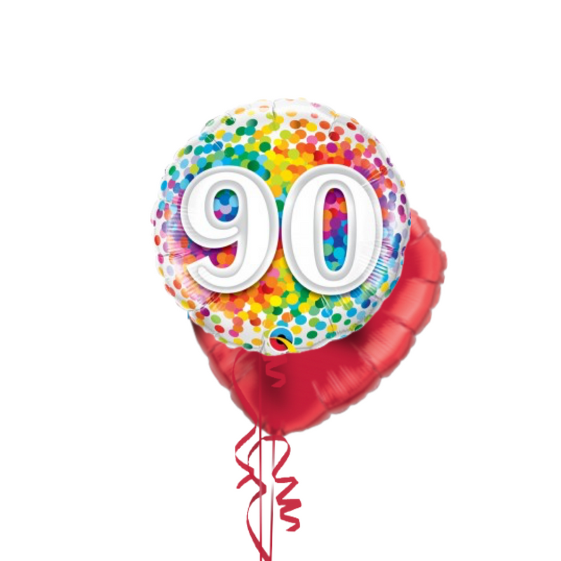 Happy 90th Birthday Rainbow Confetti Balloon Bouquet