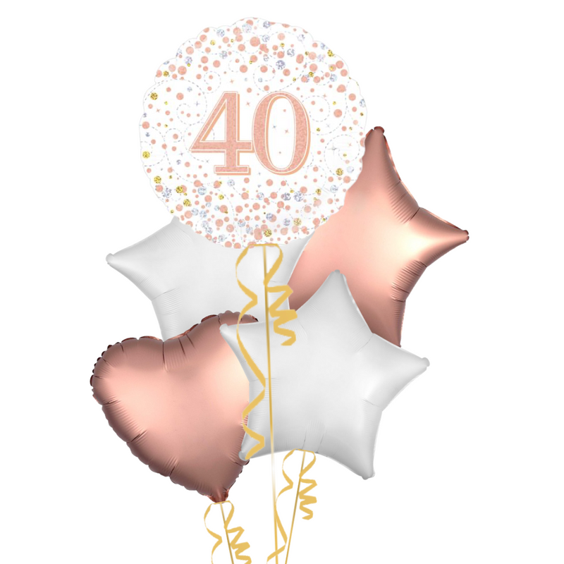 Happy 40th Birthday Rose Gold Balloon Bouquet