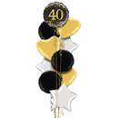 Happy 40th Birthday Black and Gold Holographic Balloon Bouquet