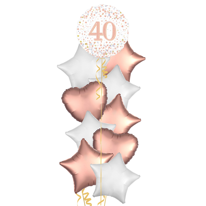 Happy 40th Birthday Rose Gold Balloon Bouquet